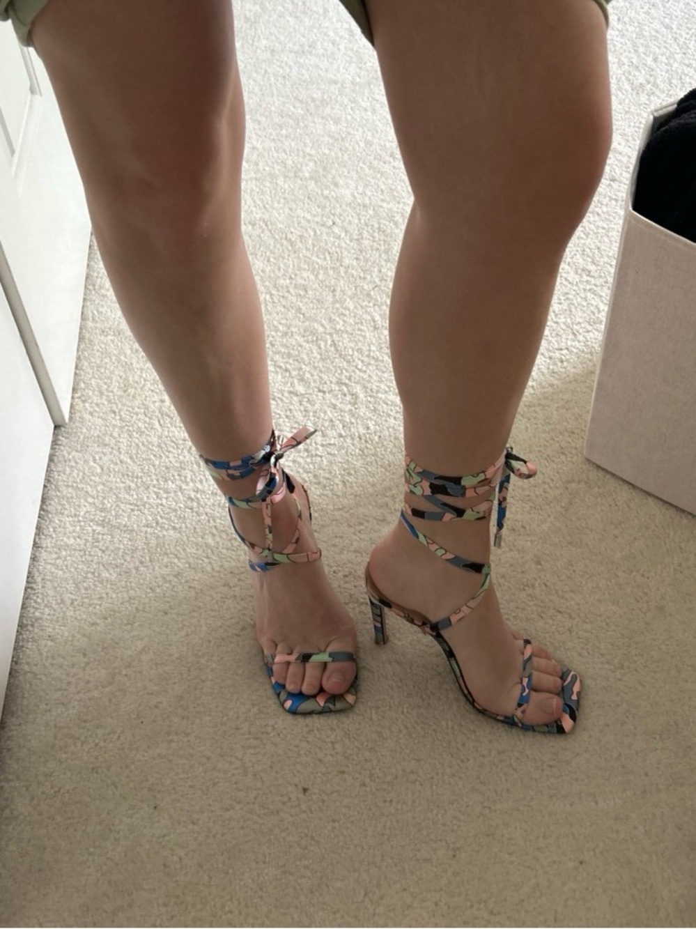 Steve Madden Camo Strappy Lace Up Heels